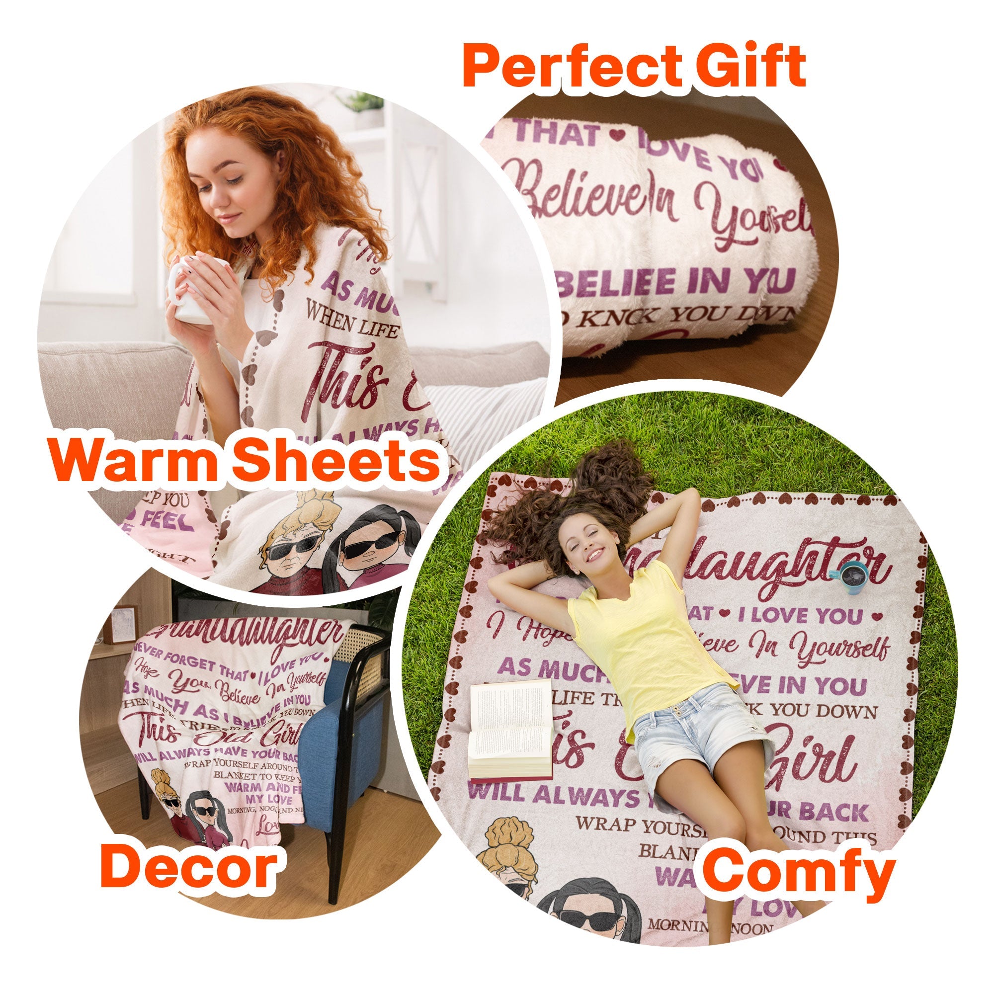 The Love Between Grandma And Granddaughter - Personalized Blanket Big Size