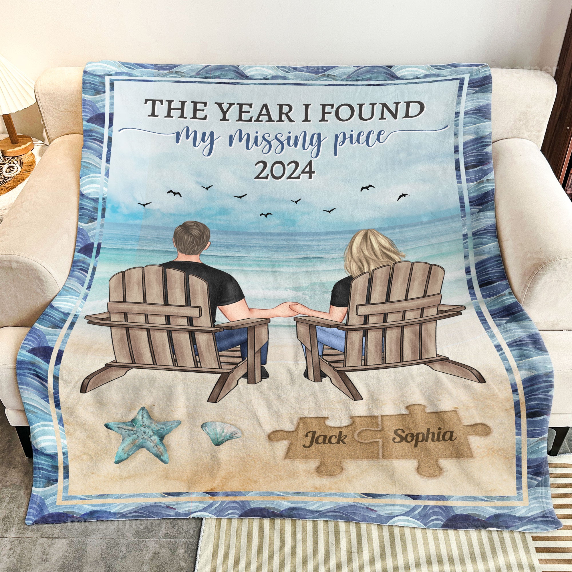 The Year I Found My Missing Piece Couple Gift - Personalized Blanket Big Size