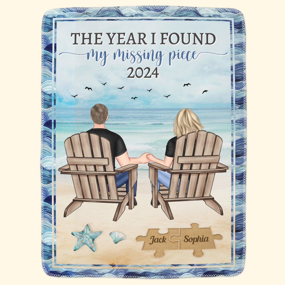 The Year I Found My Missing Piece Couple Gift - Personalized Blanket Big Size