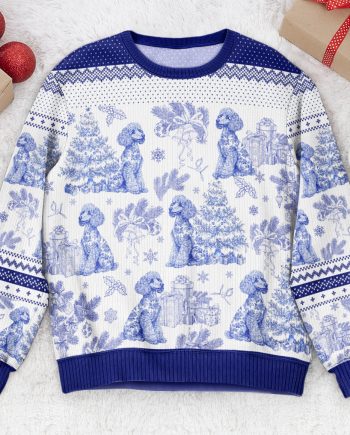 Custom Dog Breeds Christmas Tree - Toile De Jouy - Personalized Ugly Sweater