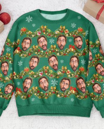 Custom Face Silly Christmas Tinsel - Personalized Photo Ugly Sweater