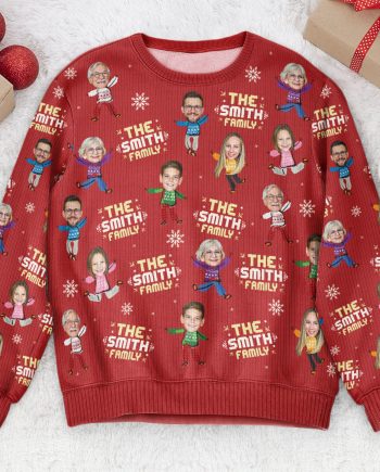 Custom Family Face - Christmas Time - Personalized Photo Ugly Sweater