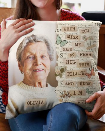 Memorial Hug This Pillow & Know I'm Here - Personalized Photo Pillow (Insert Included)