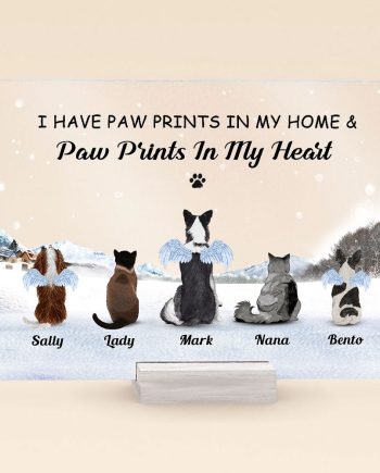Paw Prints In My Home & Paw Prints In My Heart - Personalized Acrylic Plaque - Christmas, Loving Gift For Pet Lover, Dog Lover, Dog Owner, Cat Lover Cat Owner