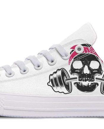 Black Skull Graphic White Lowtop Urban Sneakers