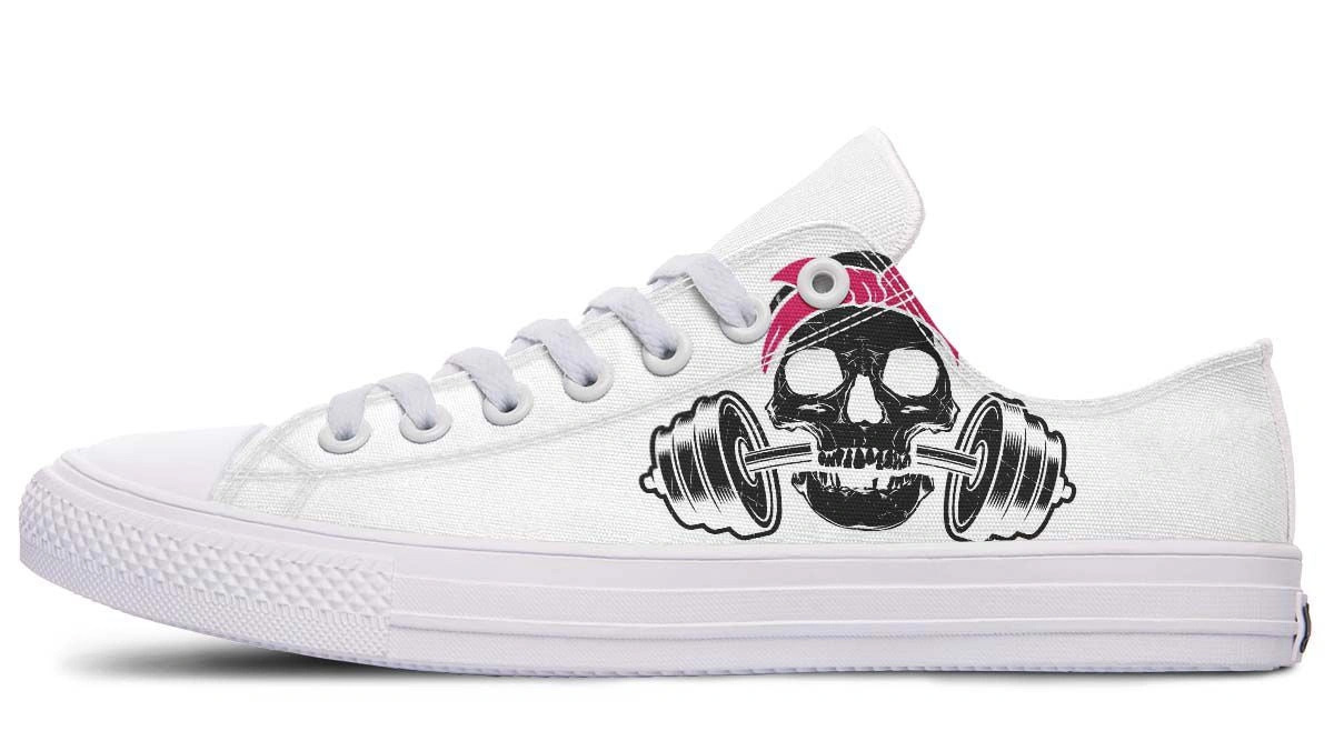 Black Skull Graphic White Lowtop Urban Sneakers