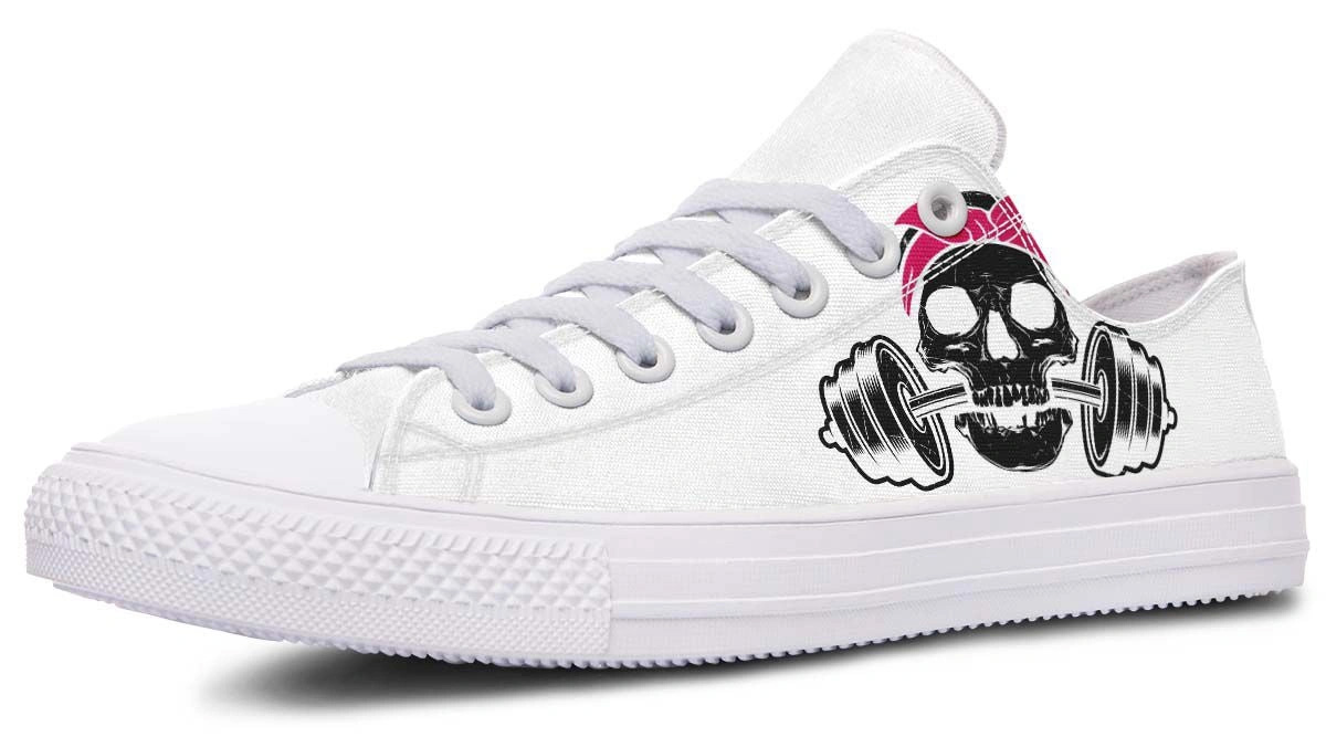 Black Skull Graphic White Lowtop Urban Sneakers