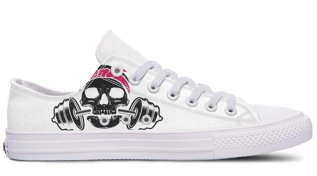 Black Skull Graphic White Lowtop Urban Sneakers
