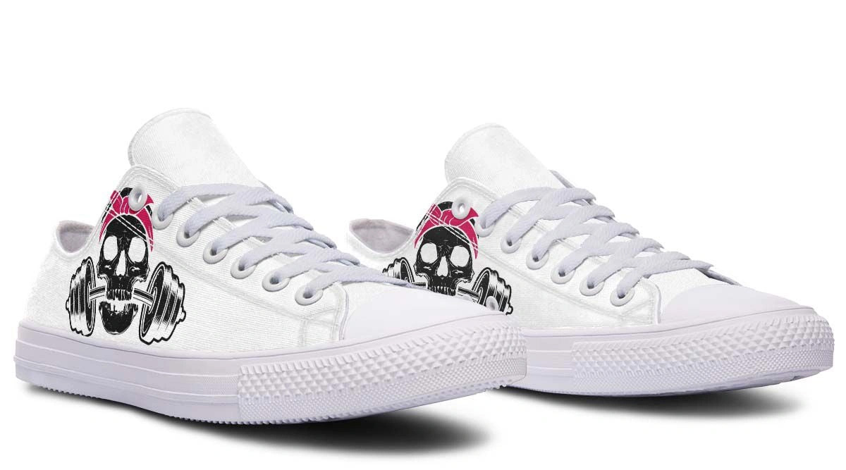 Black Skull Graphic White Lowtop Urban Sneakers